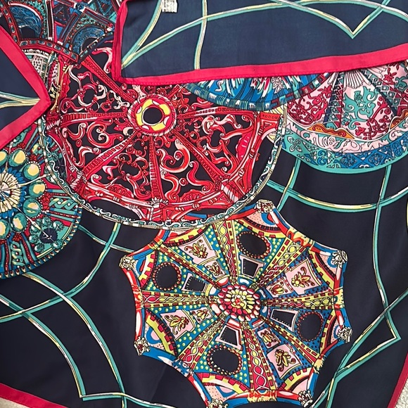 Vibrant Mandala Print silk Scarf - Picture 7 of 8